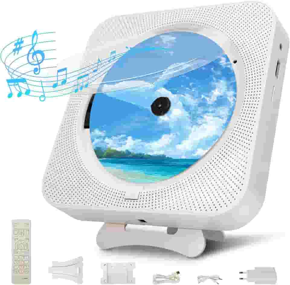 110-220V, CD Player Portatil, Toca CD Portatil, Radio CD Player, Alto-Falantes Duplos Integrados, Display LED, Rádio FM, Temporizador, Compatível com Fones de Ouvido