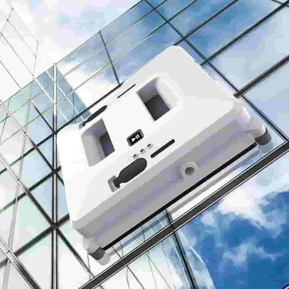 Robô Limpador De Janelas, Limpador De Janelas Inteligente De SucçãO Forte 3000pa Com Jato De áGua Duplo/Controle Por Controle Remoto, Ferramenta De Limpeza De Janelas,White