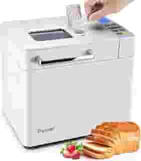 Patioer Máquina de fazer pão de 900 g com dispensador de fermento e nozes, máquina de pão compacta programável 21 em 1, 3 tamanhos de pão, 3 cores de crosta