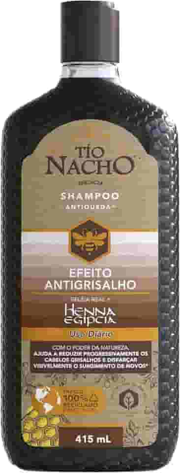 Tio Nacho Shampoo Antiqueda Hidratante Com Henna Egipcia E Geleia Real Para Cabelos Grisalhos, Fortalecimento E Nutrição Profunda Dos Fios 415 Ml 1-Pack