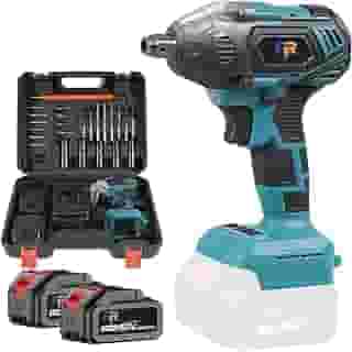 Chave de Impacto Elétrica Sem Fio 800N.M com 2 Baterias 68V 6Ah - Motor Brushless, 1/2' e 1/4' Entrada, Kit Completo com Dupla Bateria, Carregador Rápido e Acessórios Profissionais