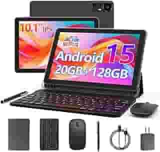 CUPEISI tablet Android 13 de 10 polegadas, 12 GB de RAM+128 GB de ROM/1 TB expansível para tablet PC, 2 em 1 com teclado, CPU HD de quatro núcleos de 2,0 GHz, certificado pelo Google 5G WiFi 6 BT 5.0