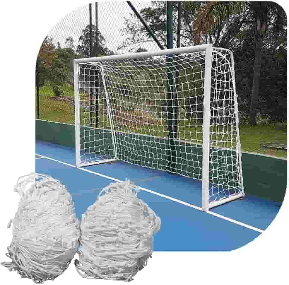 Par de Rede para Trave de Gol Futsal Fio 6 Nylon Futebol de Salão