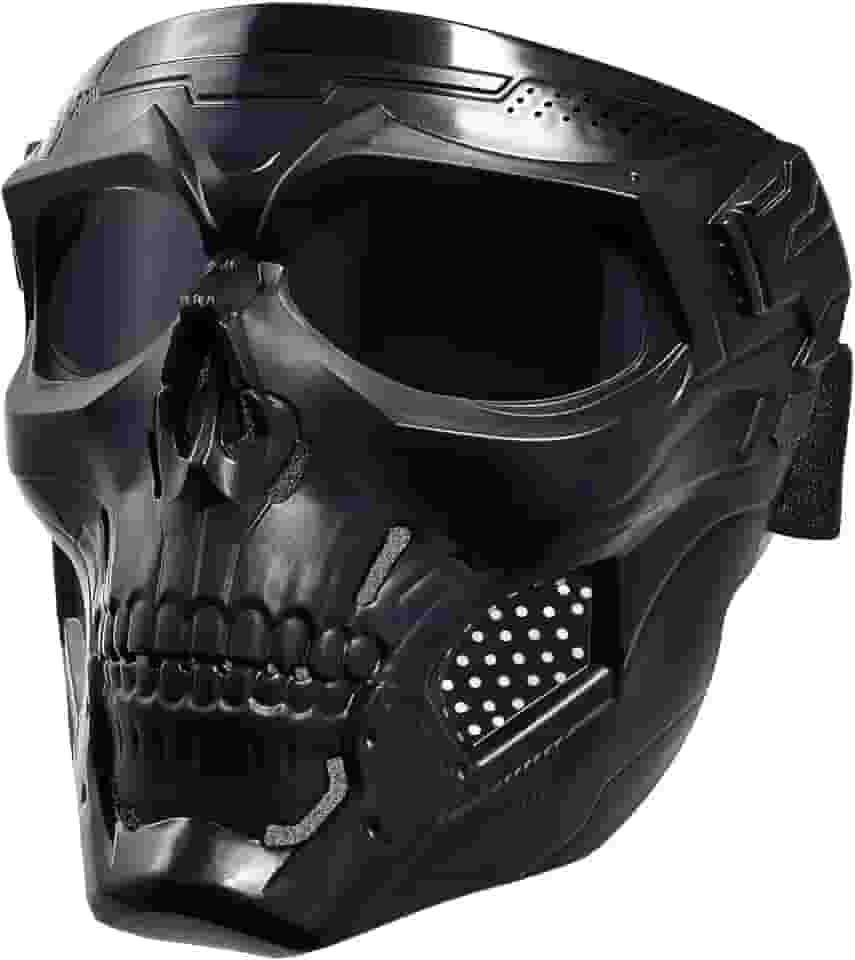 OQUQO Máscara Facial De Caveira, Rosto Inteiro, Máscara De Motocicleta, Máscara De Airsoft, Máscara Tática, Máscara De Paintball Para Homens E Mulheres (Skullblack)