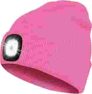 Bosttor Gorro de LED com luz, recarregável e brilhante, chapéu de malha unissex quente de inverno, lanterna de farol para corrida, caminhada, acampamento, presentes tecnológicos para homens, mulheres, adolescentes, rosa