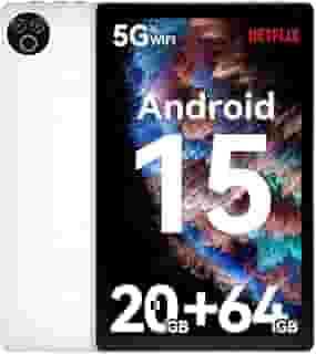 Tablet 10 polegadas Android 15 OS GMS Certified Tablets PC 1,8 GHz 5-Core 20 (3+17) GB RAM 64 GB ROM 1 TB expansível 1280x800 HD IPS tela sensível ao toque 5000 mAh WiFi 6 Bluetooth 5.4 câmera dupla