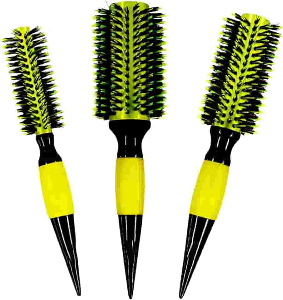 Kit com 3 Escovas Profissionais para Cabelos Cerdas Suaves de Javali e Nylon