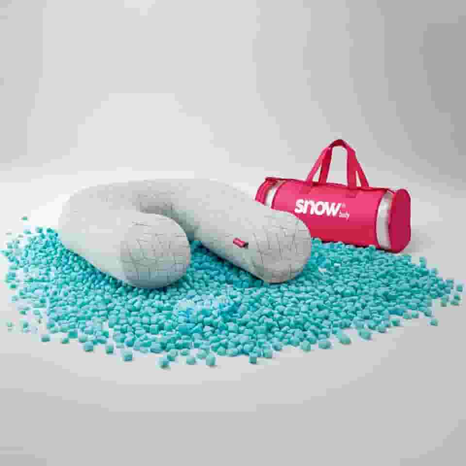 Travesseiro de Corpo Snow® Body - I wanna sleep - Ajustável com Flocos de Memory Foam, Alívio de Dores, Alinhamento da Coluna, Ideal para Gestantes