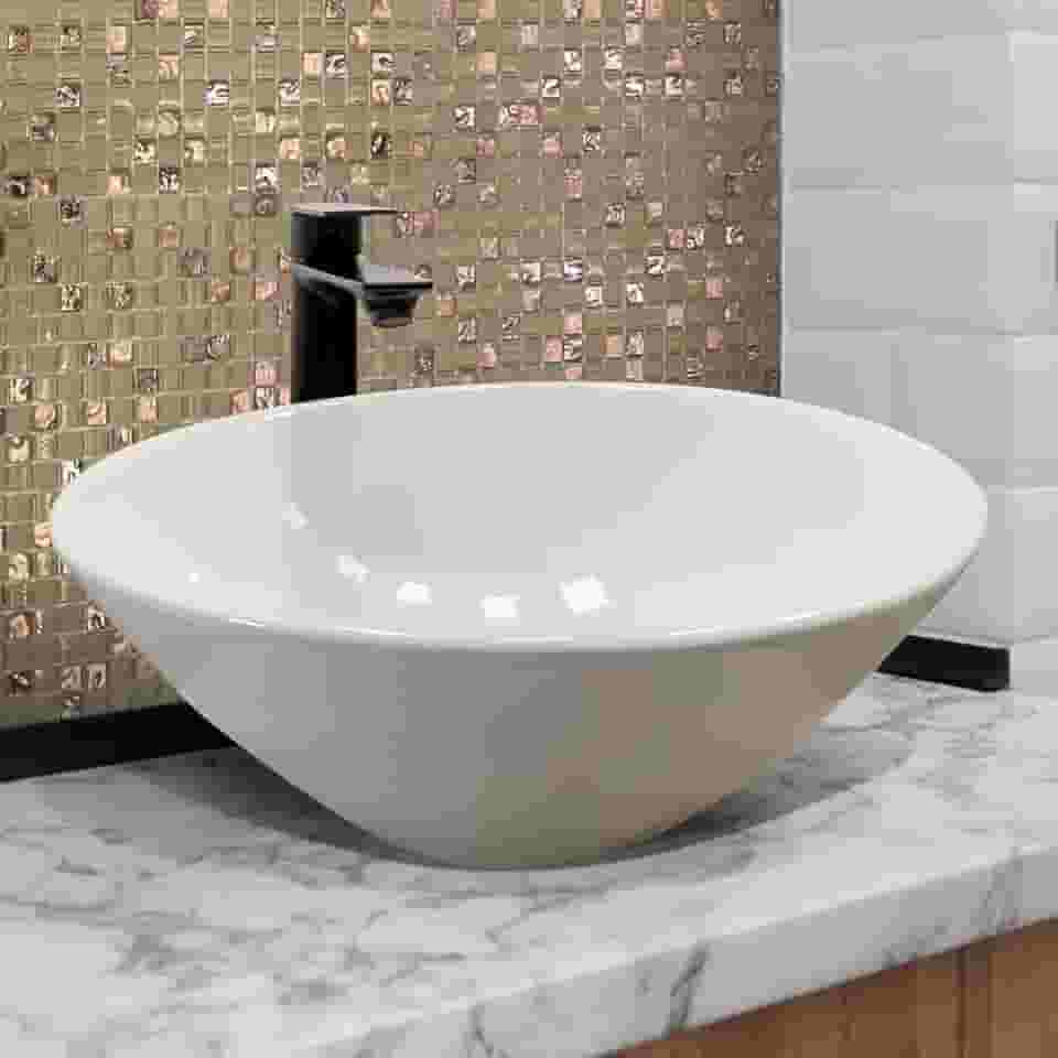 Cuba Lavabo Floripa de Apoio Sobrepor Redonda Branca 35 Pq. Def 100% LOUÇA - La Bella Griffe