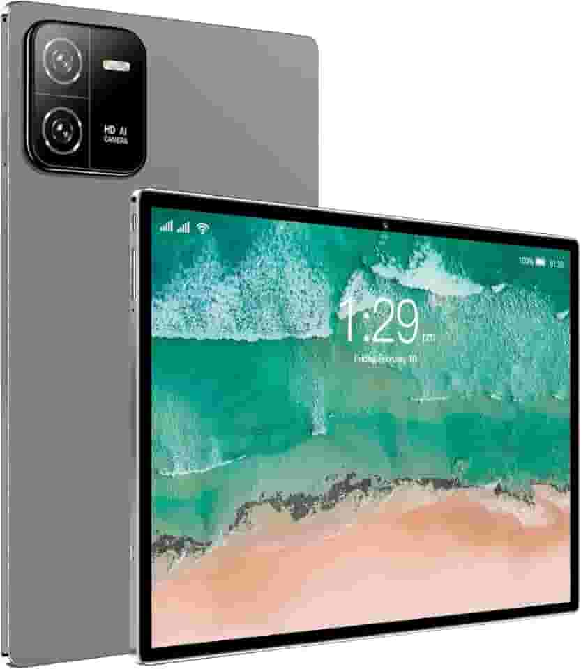 Q&F Tech Tablet Android De 10,1', Com Wi-Fi 4G Para Estudo, Jogos E Vídeos, Navegação Na Internet, Suporte Dois Cartões Sim Em Modo Espera, 8 Núcleos/Bluetooth/Gps, Tela Ips Hd Cinza