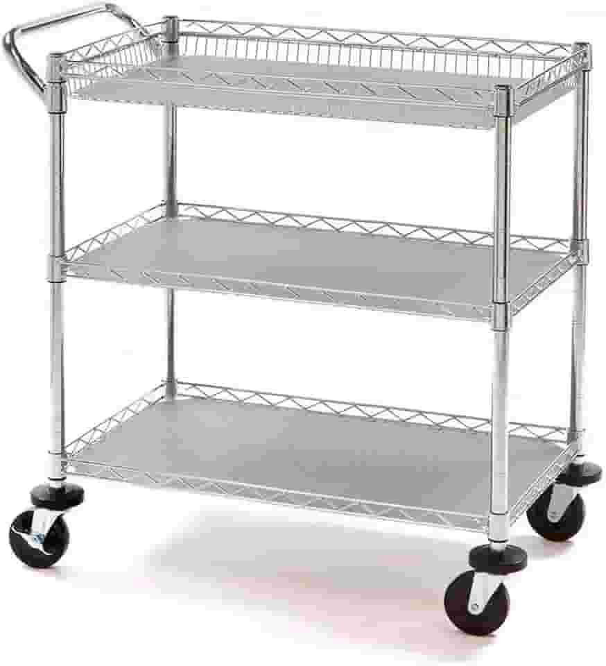 Carrinho Chá Café Aço Multiuso C/3 Prateleiras Rodas