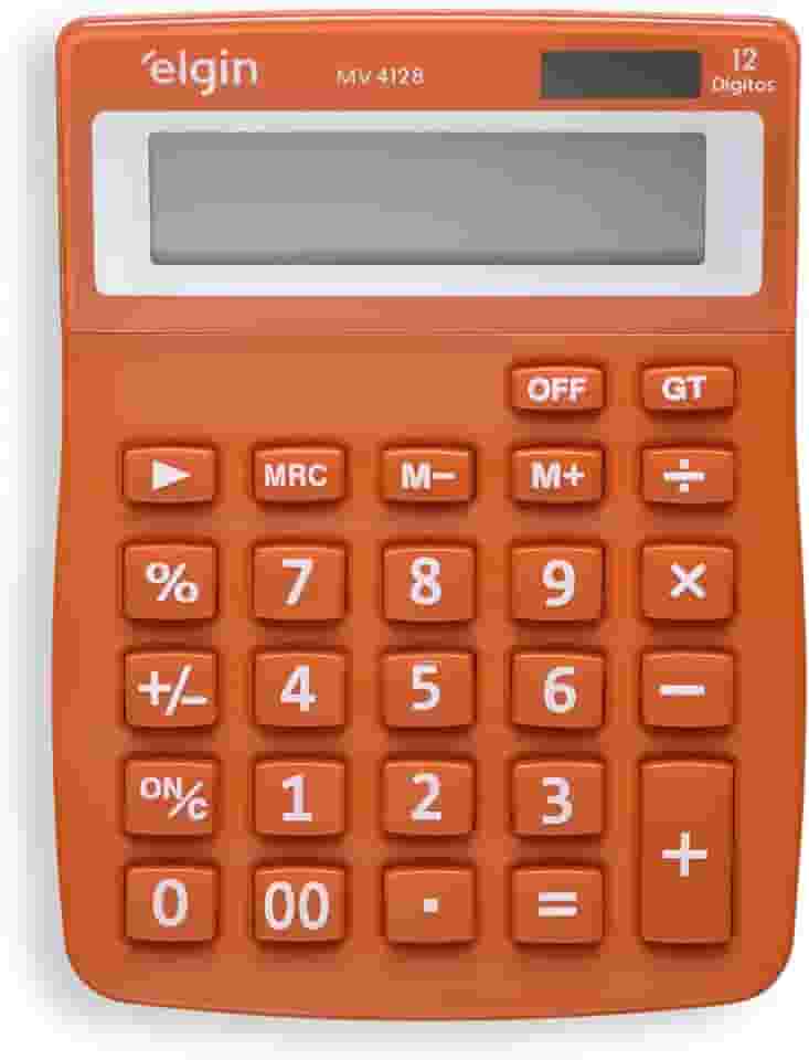 Calculadora 12 Dígitos Mv-4128 Elgin Duplo Zero Laranja