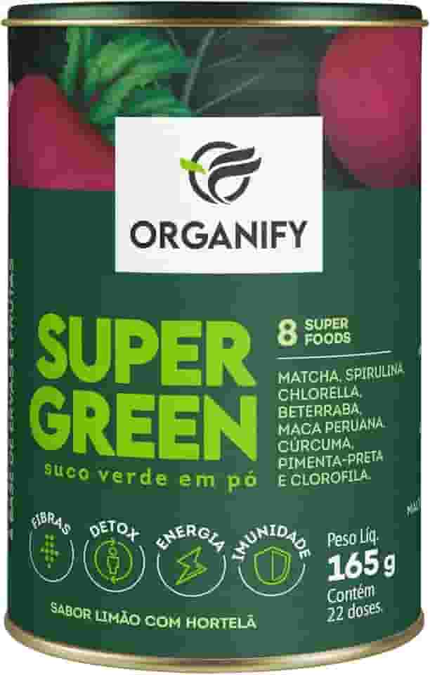Organify SUPERGREEN Suco verde em pó Libera toxinas Fibras Energia Imunidade
