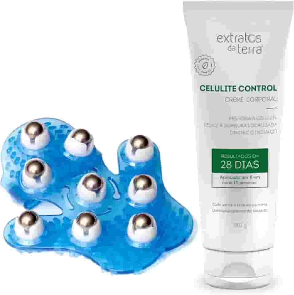 Kit Redutor de Celulite com Creme Celulite Control + Luva Massageadora com Esferas
