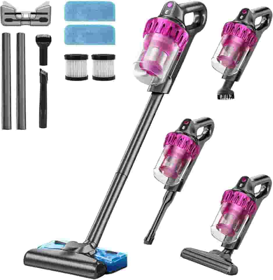 Sucção e reboque aspirador de pó vertical sem fio, Ajuste de 3 velocidades, Tanque de água removível, Equipado com cabeça de escova dois em um, Sucção de boca plana, pano×2, elemento filtrante×2