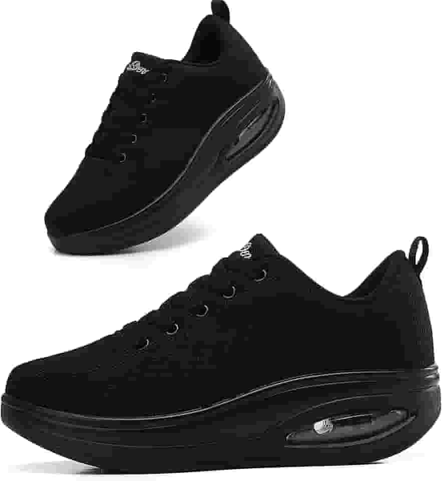 Tênis feminino confortável | Sapatos para mulheres viajando | 5 cm Air Cushion Rocker Bottom