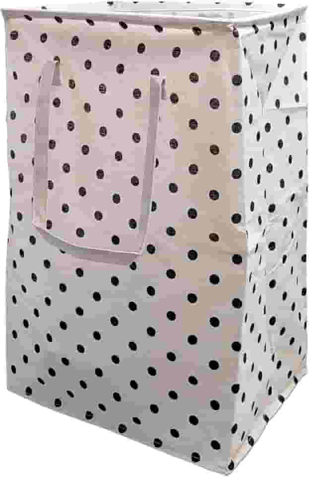 Cesto de Roupa Suja ou Limpa 72 Litros Dobrável Com Alça Tecido Resistente Organizador Lavanderia com Estampa (Bolinhas)