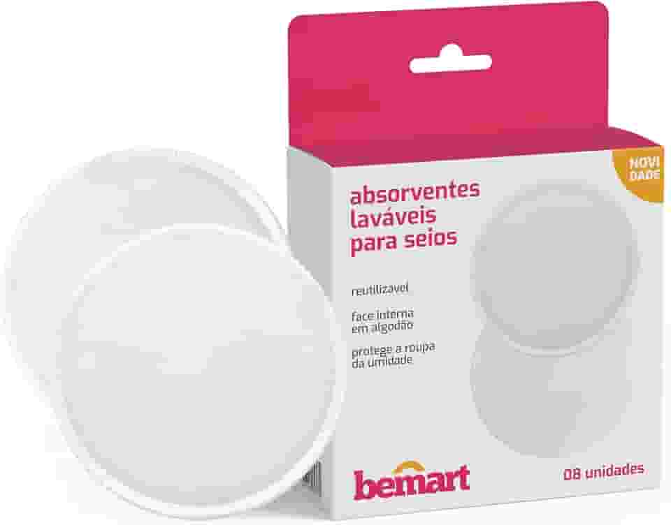 Absorvente Seios Lavável Protetor Amamentação Algodão - 8 Un