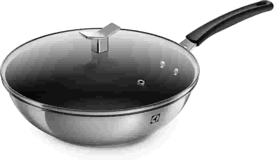 Frigideira Wok Aço Inox Antiaderente Electrolux 28cm c/Tampa