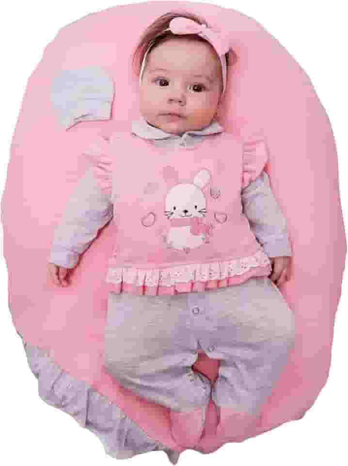 Saída De Maternidade Para Bebê Menina Coelhinha Bordada 04 Peças Roupas de Bebê