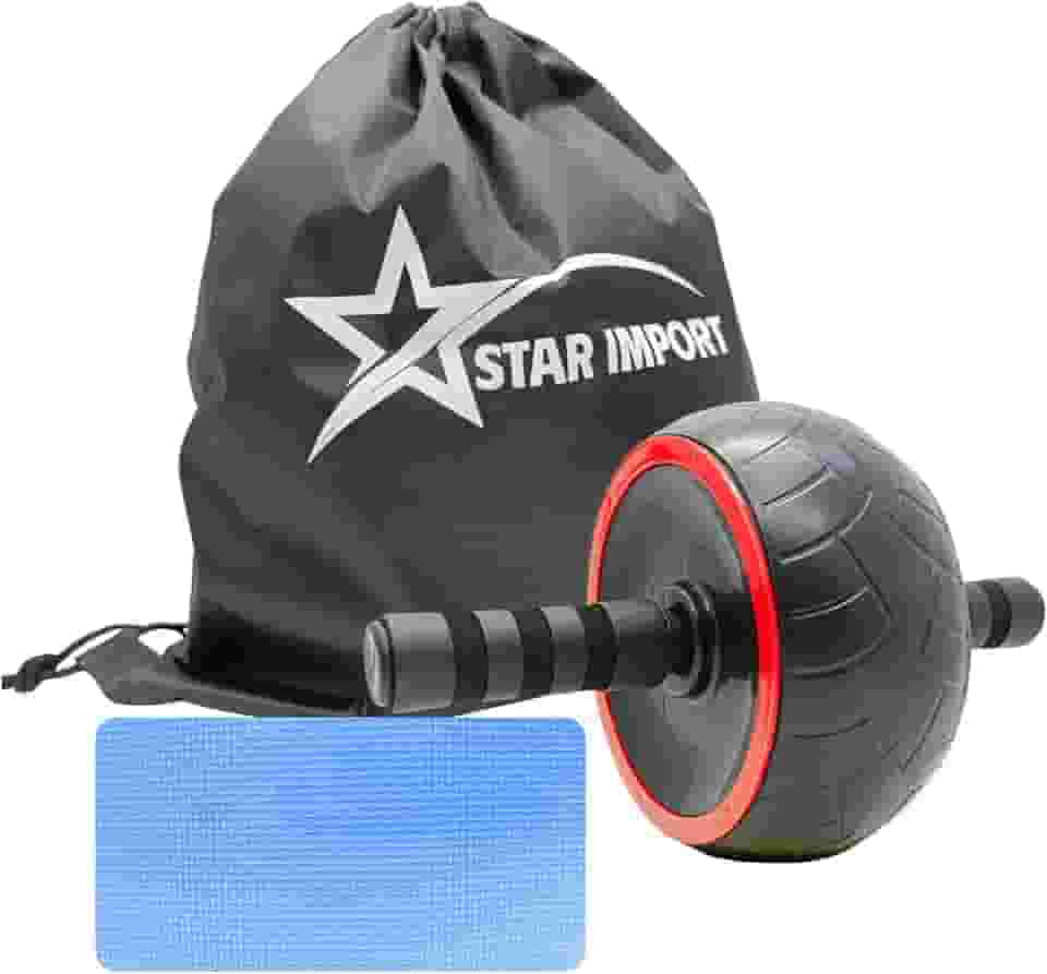 Roda Rolo Abdominal e Lombar Rebote Automática com Bolsa para Transporte e Tapete para Exercícios Fortalecimento Fitness