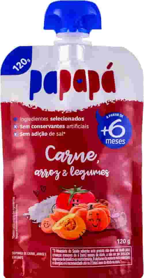 Papapá, Papinha infantil, Sabor Carne, Arroz e Legumes, 120g, Vermelho