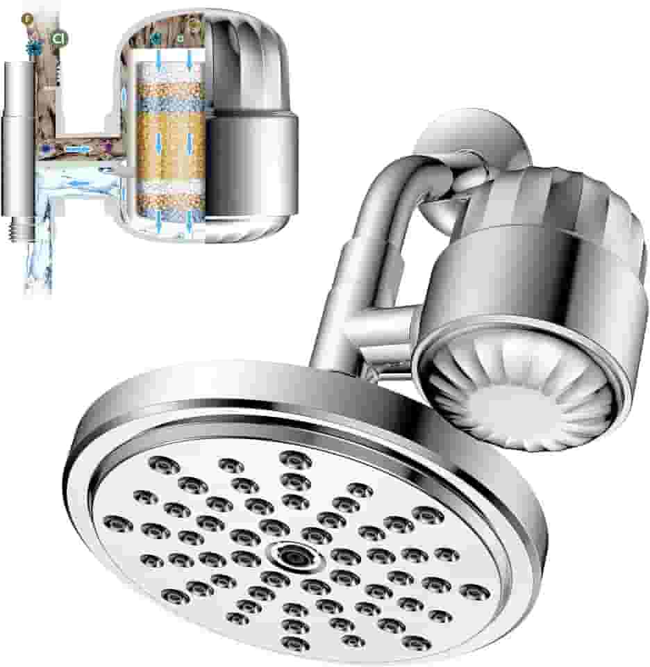 Combo de cabeça de chuveiro filtrada 2 em 1, combo de filtro de chuveiro de alto rendimento HOPOPRO com filtragem potente 3X para água dura para remover cloro e outras substâncias nocivas para um
