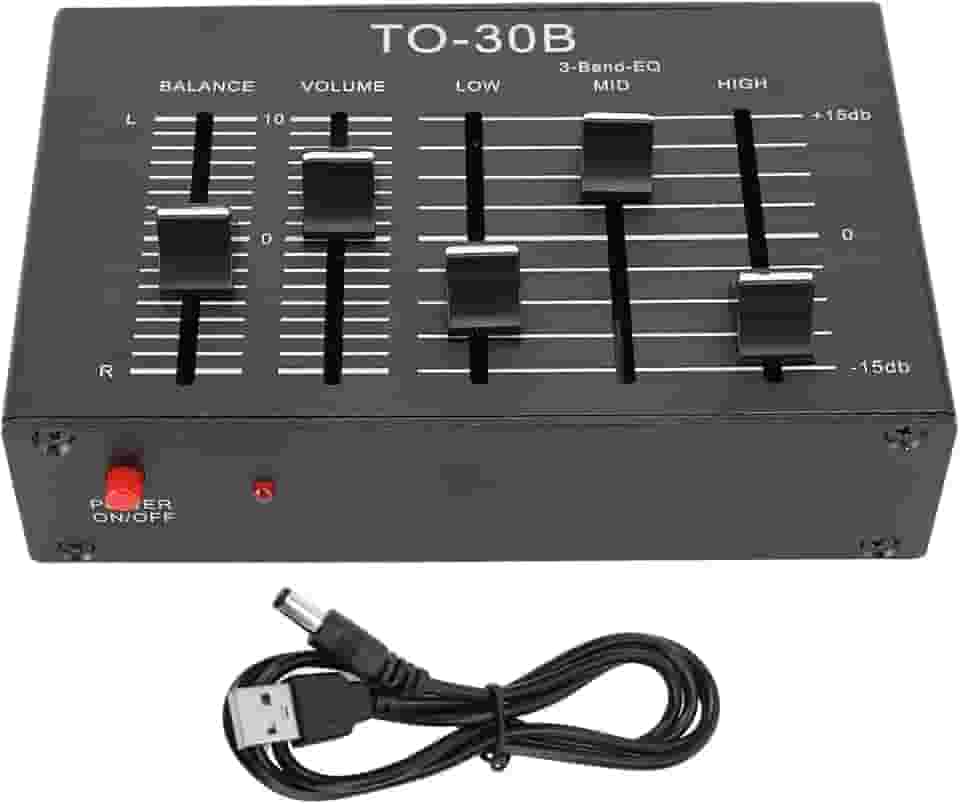 3 Equalizador Banda, pré -amplificador Estéreo Eq Com Fonte Alimentação Isolada HIFI Baixo Ruído para Dispositivos de áudio Guitars Alto -falantes