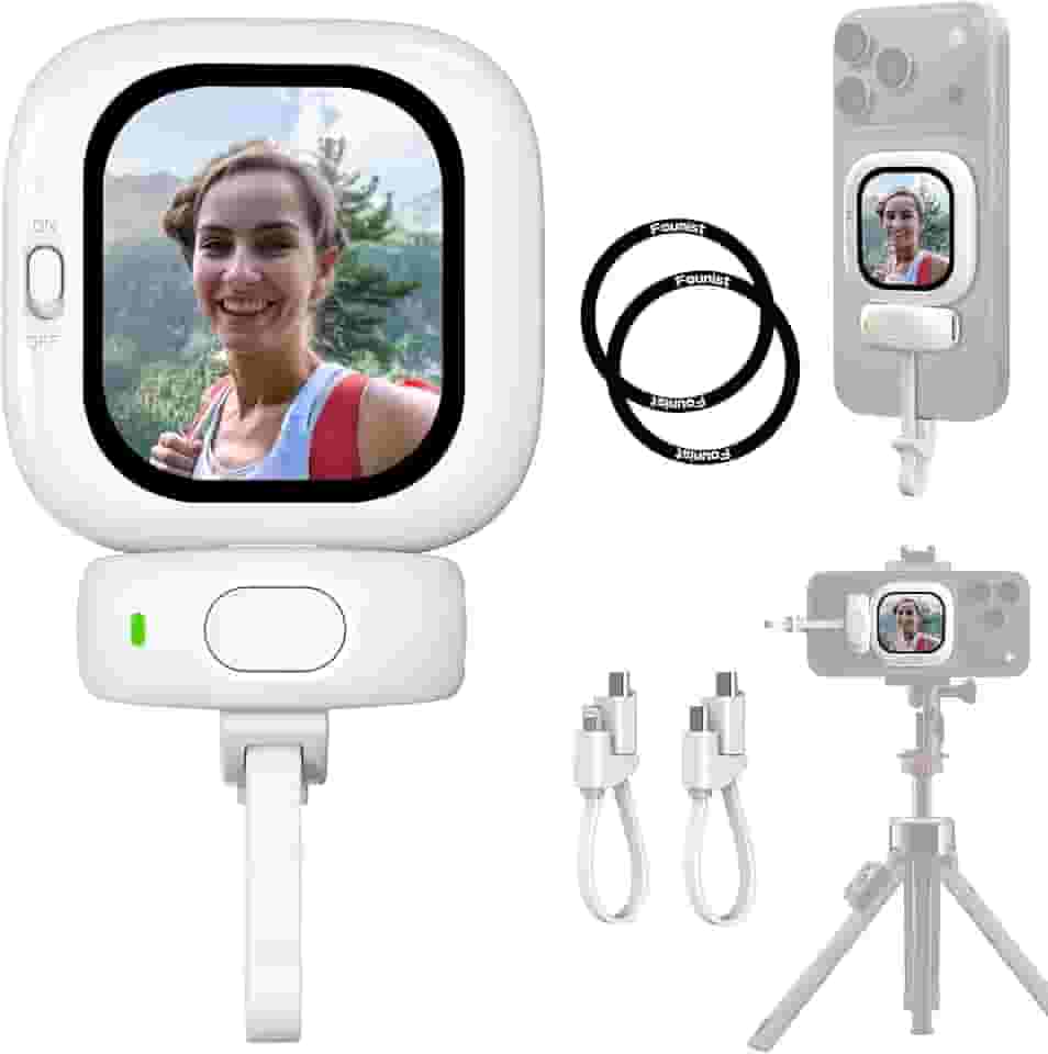 Founist Vlogmate Mini Phone Vlog Selfie Monitor de tela, suporte de telefone para câmera traseira Selfies/Vlogging/Live/TikTok, tela de selfie compatível com iPhone Back Camera Monitor Screen