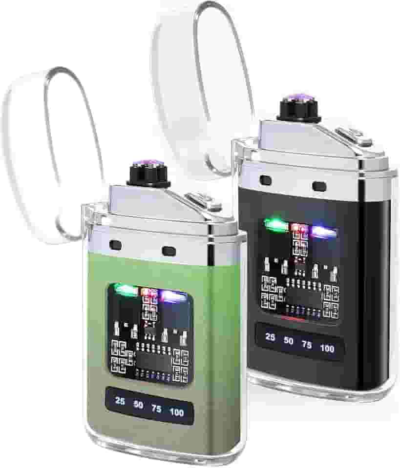 BAJISA Pacote com 2 isqueiros elétricos – Isqueiros de plasma recarregáveis por USB, isqueiros de plasma à prova de vento, isqueiro de metal de bolso com bateria de LED para festa de velas