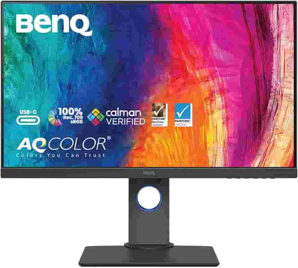 Monitor BenQ PD2705Q QHD com 27', Painel IPS, 100% sRGB e Rec. 709, com Thunderbolt 3 para MacBook, Modo DualView e CAD/CAM, tela Anti-Reflexo, Ajuste de Altura e Brightness Intelligence