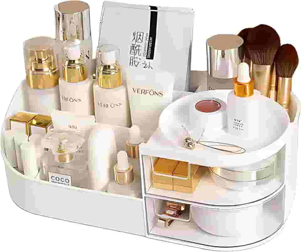 Organizador de Cosméticos Multifuncional com Gavetas – Acrílico Transparente Premium para Maquiagem e Acessórios - Cor Sortida