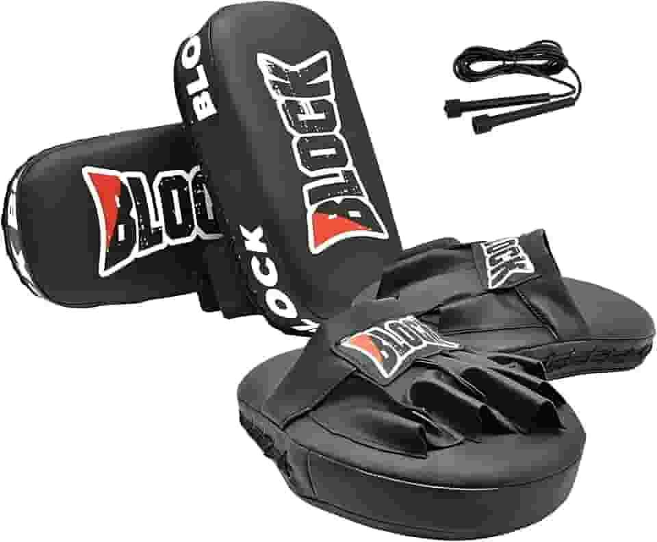 Kit Manopla de Boxe Soco Aparador de Chute Equipamento de Luta Resistente para Treino Sparring Muay Thai Taekwondo Karate Kickboxing Acompanha Corda de Pular
