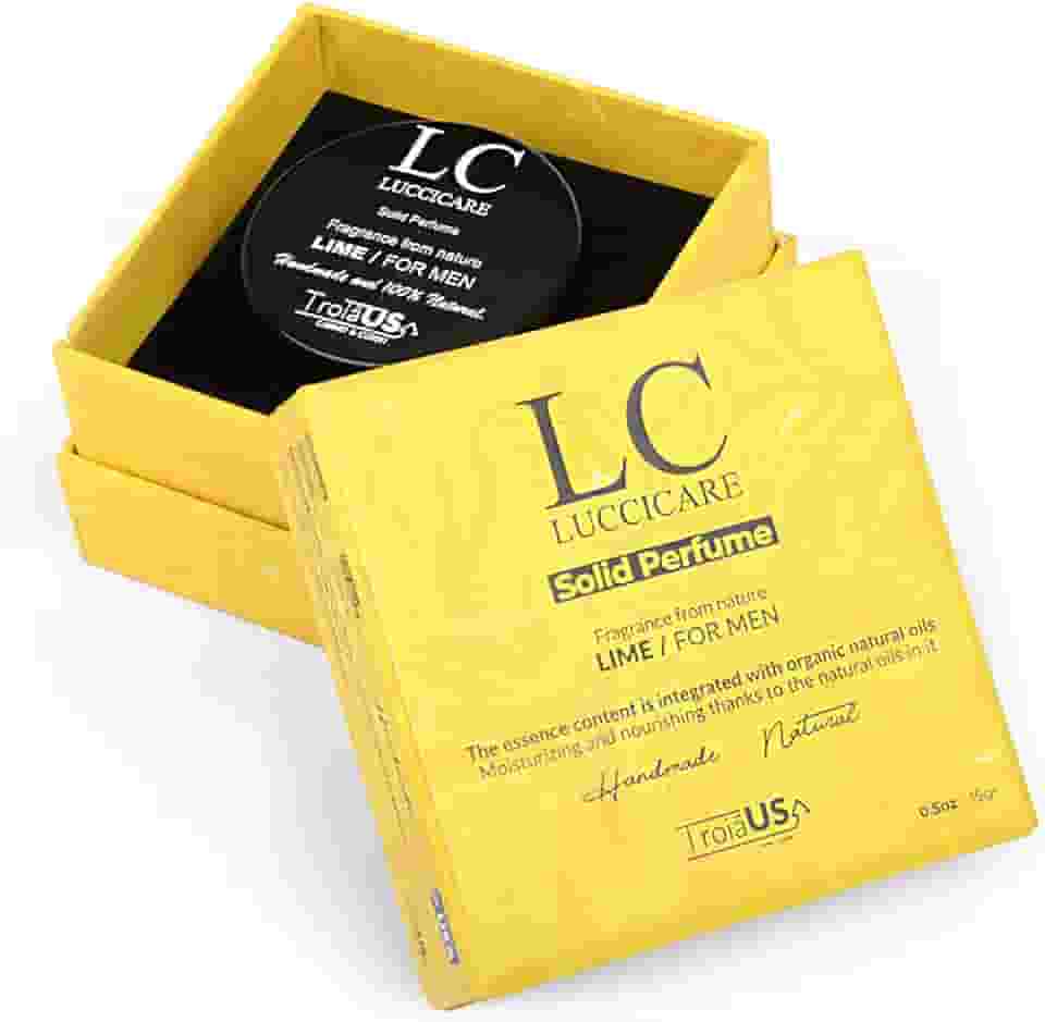 TROIA US CABINET & CLOSET Perfume Sólido - Colônia Masculina, Aroma De Limão, Perfumes Tamanho Viagem, Tamanho, Fragrâncias Masculinas Portáteis Feitas À Mão (0,5 Oz 15 G) (Lima)