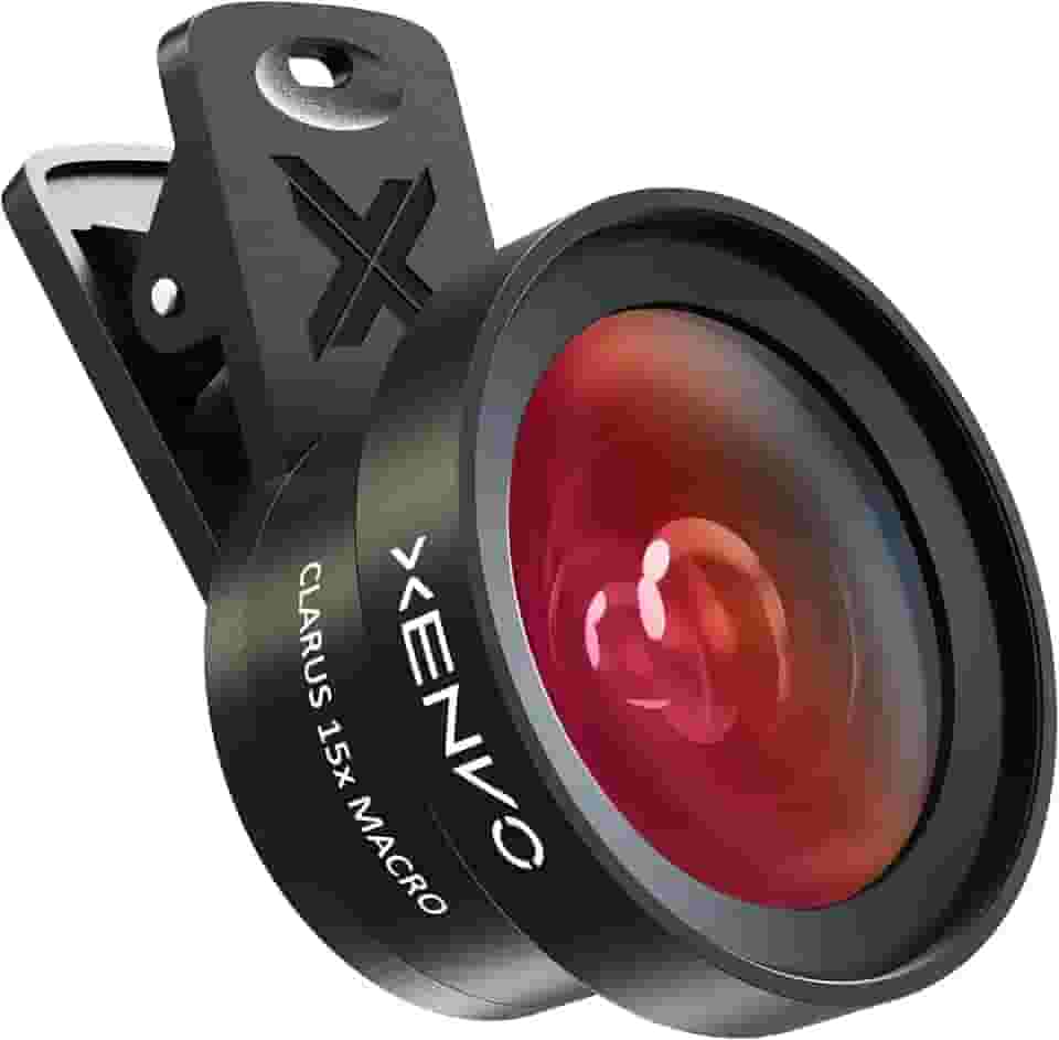 Xenvo Kit de lentes Pro para iPhone e Android, lente macro e grande angular com luz LED e estojo de viagem preto