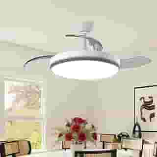 Ventilador de Teto Retrátil com Luz LED 106cm (42') - Controle Remoto, 6 Velocidades, 3 Cores de Luz, Bivolt 110V/220V e Temporizador