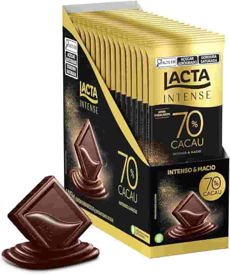 Chocolate 70% Cacau Lacta Intense Caixa com 17 unid de 85g
