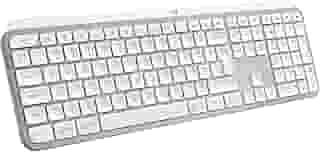 Teclado sem fio Logitech MX Keys S com Clique Silencioso, Teclas Programáveis, Iluminação Inteligente, Conexão Bluetooth ou Receptor USB Logi Bolt e Bateria Recarregável - Cinza Claro