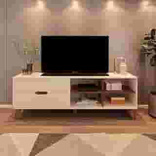 Rack para Tv ate 75' com 2 gavetas VERONA cor Off White/Pinho - Artely