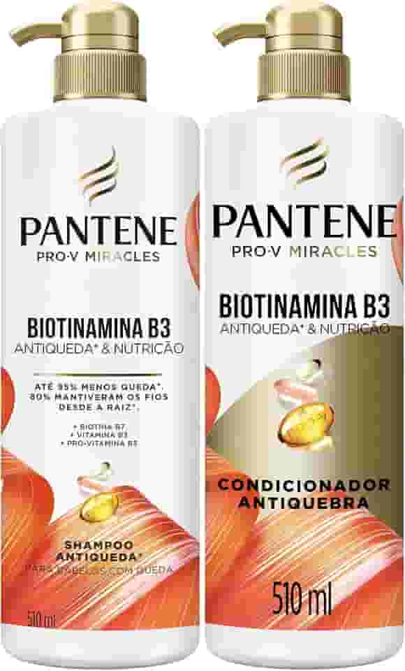 KIT Shampoo + Condicionador Pantene Antiqueda e Nutrição Biotinamina B3 510ml