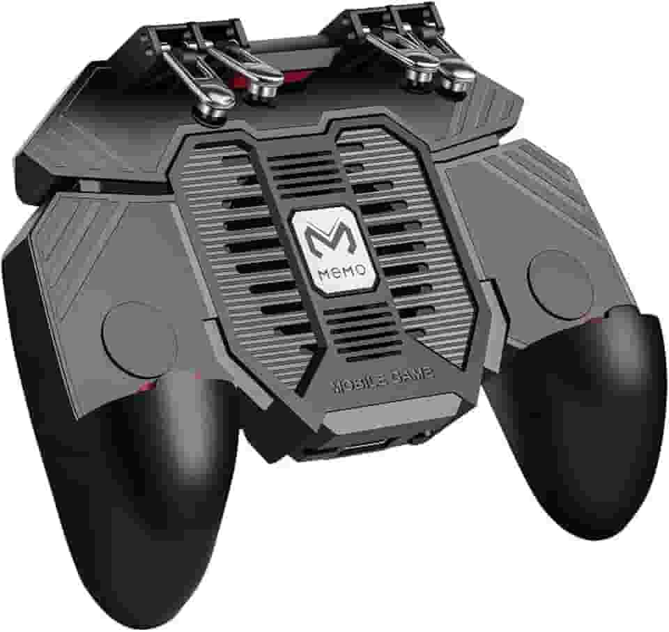 DELAM Controle móvel de jogos para iPhone e Android, controle móvel Pubg com ventilador de resfriamento, gatilhos de telefone para jogos, joystick de jogos, gamepad, teclas de mira de tiro para