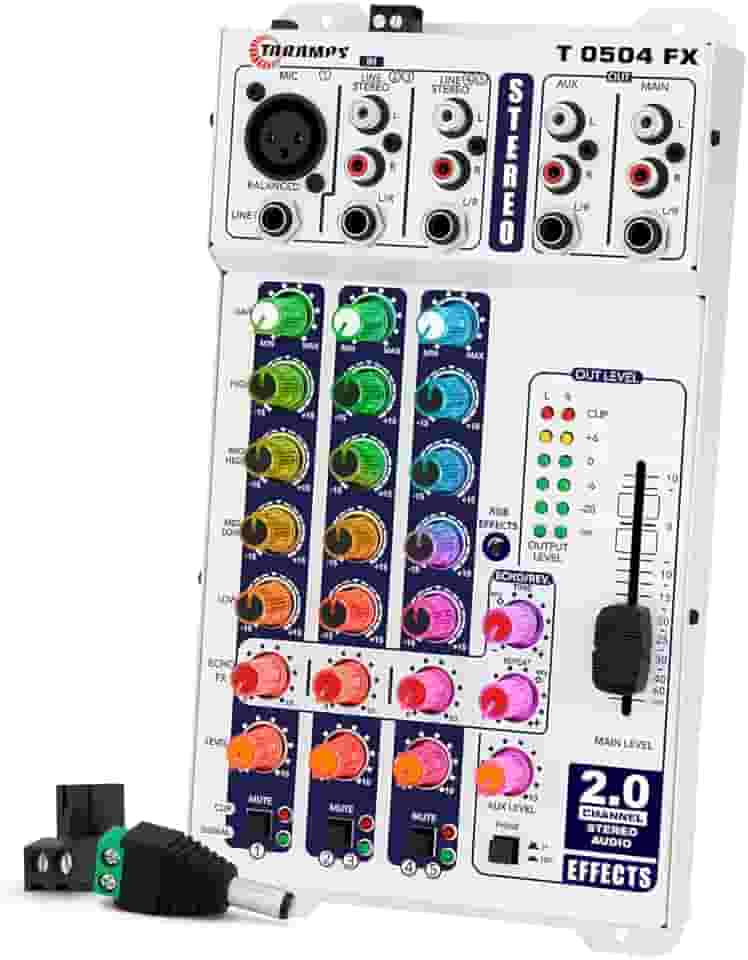 MESA DE SOM TARAMPS T 0504 STEREO FX MULTICOLOR - 5 CANAIS DE ENTRADA