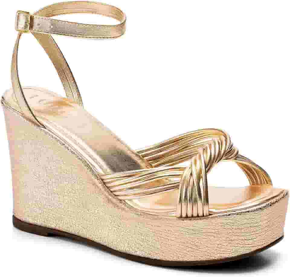 Sandália Feminina Lumiss Anabela Plataforma Confortável Tiras Nó