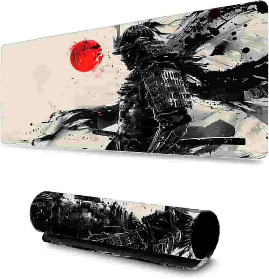 Mouse Pad Gamer Profissional Confortável Antiderrapante Escritório e Games 90x40cm Diversas Estampas Samurais (Samurai | 4)