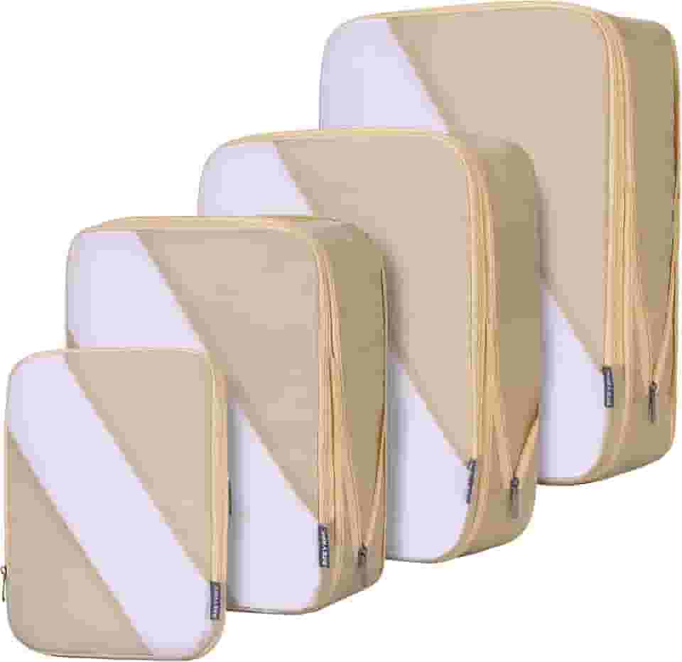 PFEYRPK Conjunto de 6 cubos de compressão, organizadores de bagagem de viagem para mala, organizadores de embalagem para acessórios de viagem, malha transparente respirável, durável, leve com bolsas