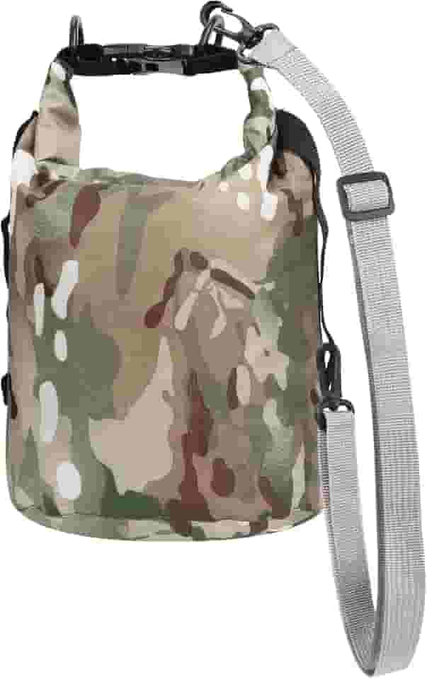 Amengsen Sacos Secos Impermeáveis Camuflagem Pequena Bolsa Leve Com Alça Para Prancha De Remo Caiaque Pesca Camping Caminhada (3L)