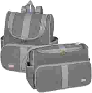 Kit 02 Peças Bolsa Maternidade Bebê Mochila Maternidade Menina Menino Luxo Impermeável (Cinza)