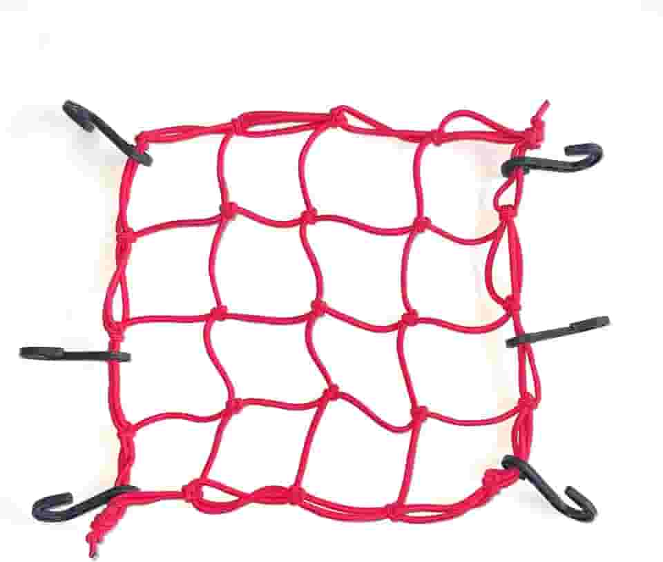 Rede Elástica Aranha Para Capacete Moto/Bagageiro 45 X 45 Vermelha (Vermelho)