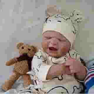 Bebê Reborn Boneco Menino Urso Corpo de Silicone 48cm