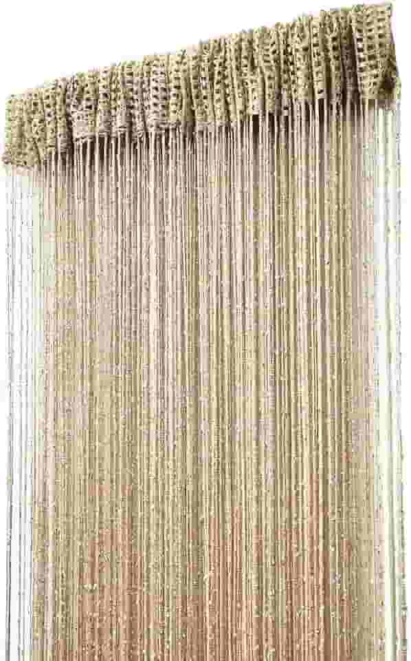 ave split Cortina decorativa para porta, painel de parede, franja, janela, divisória de quarto, divisória cega com borla, tela para casa, 100 x 200 cm (champanhe 18)